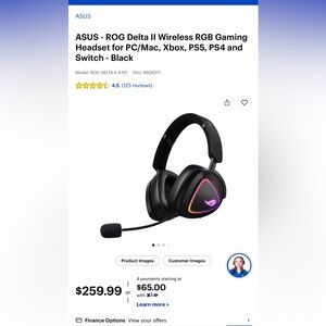 ASUS ROG Delta II Wireless Headset - Black with RGB